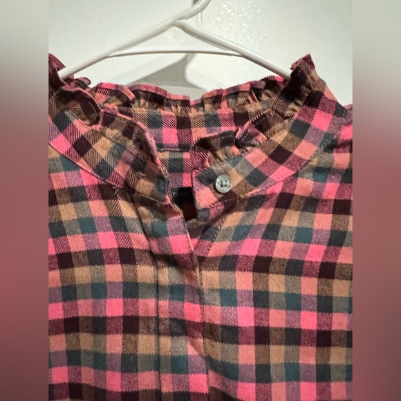 Ann Taylor pink plaid button up shirt - Picture 2 of 6